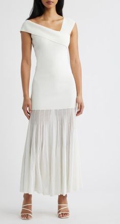 Line & Dot Rowan One-Shoulder Knit Maxi Dress in White at Nordstrom, Size X-Small