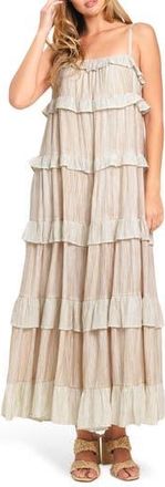 Flying Tomato Textured Maxi Dress in White/Yellow Stripe at Nordstrom Rack, Size Medium