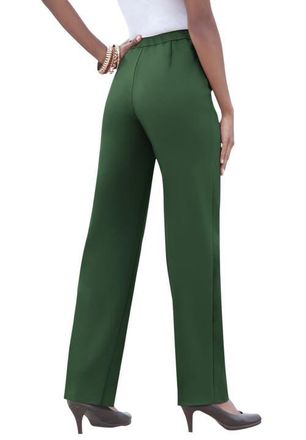 Roaman's Petite Plus Size Classic Bend Over Structured Straight Leg Pull-On Pant in Midnight Green at Nordstrom, Size 40Short