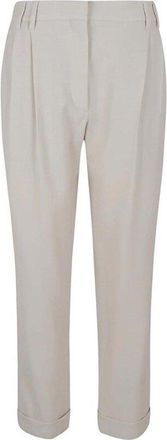 Brunello Cucinelli Cream Pleated Tailored Trousers, Brand Size 46 (US Size 12)