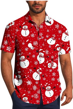 Generic Mens Funny Christmas Shirts, Ugly Santa Claus T Shirt Light Up Xmas T-Shirts Christmas Tree Shirt Snowman Gnome Tops Short Sleeve Xmas Pullover Novelt