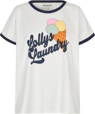 Lollys Laundry Tops, Dames, Wit, S, Katoen, Retro Ice Tee T-Shirt Wit