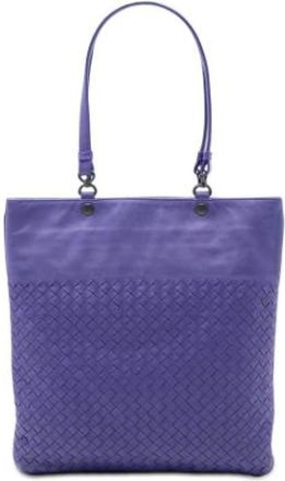 Bottega Veneta Pre-owned Tote Bags, female, Purple, Size: ONE SIZE Pre-owned Woven Leather Tote