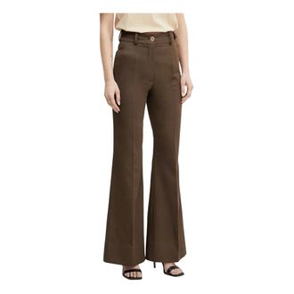 Patou Wijde broek - Dames - Broeken - Bruin - Maat: M Viscose