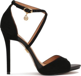 Kazar Zwarte nubuck sandalen met kruisende banden - Dames - Sandalen met hakken - Zwart - 35 EU - Leer - Schoenen
