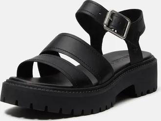 Timberland Womens Timberland Stone Street Backstrap Full Grain Leather Womens Sandals - Black - Size: E/7