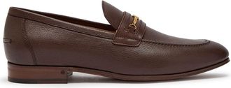 Valentino Garavani Vlogo Grained Leather Loafers - Brown - 45 (IT45 / UK11)