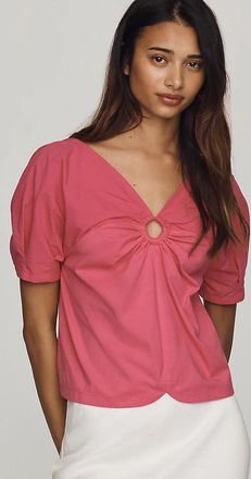 Maeve 100% Cotton Puff-Sleeve Top