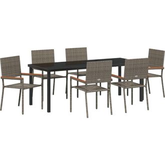 vidaXL Conjunto De Comedor De Jard&iacute;n 7 Pcs Gris Rat&aacute;n Sint&eacute;tico Vidaxl