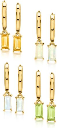 Ross-Simons Birthstone Hoop Drop Earrings in 18kt Gold Over Sterling