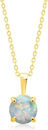 MAX + STONE 14k Yellow or White Gold 6mm Gemstone Round Pendant Necklace with 18 Inch Chain
