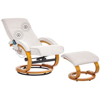 Beliani Beliani - Sill&oacute;n De Masaje Reclinable Moderno Con Reposapi&eacute;s Con Calefacci&oacute;n De Tela Beige Claro Hero