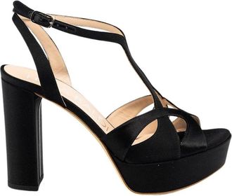 Lella Baldi Sandalo in raso - Dames - Sandalen met hakken - Zwart - 38 EU - Satijn - Schoenen