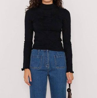 Minkpink Kenni Pointell Knit Top In Black
