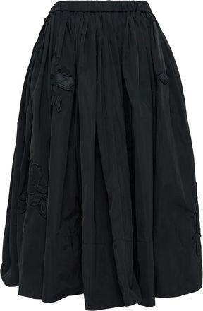 Caroline Hu Midi-rok met geborduurde bloemen - Zwart