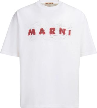 Marni logo-print cotton T-shirt - men - Cotton - 50 - White