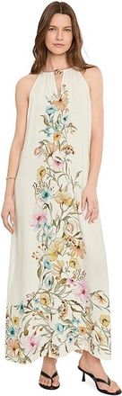 Vince Camuto High Neck Flowy Maxi With Trim Womens Dress Antique White : MD, Rayon