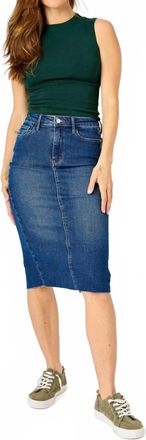 Judy Blue High Waist Back Slit Hem Midi Skirt In Denim