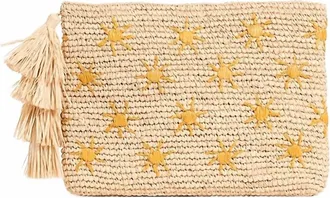 Mar Y Sol Womens Embroidered Sun Pattern Clutch Bag In Soleil