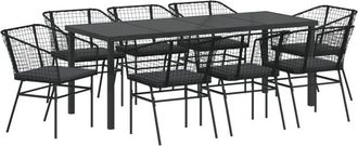 vidaXL vidaXL Garden Dining Set 9 pcs Black Poly Rattan