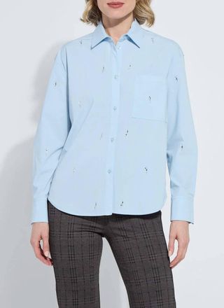 Lyss&eacute; Skye Crystal Embellished Shirt In Blue Bell