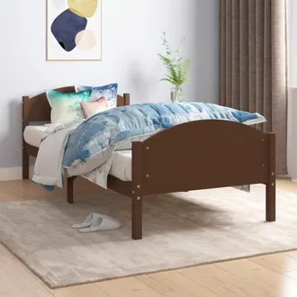 vidaXL Estructura Cama Sin Colch&oacute;n Madera Pino Marr&oacute;n Oscuro 100x200cm Vidaxl