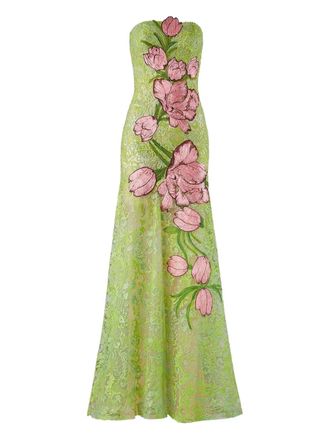 Silvia Tcherassi Tulip lace dress - women - Viscose/Polyamide/Polyester - S - Green