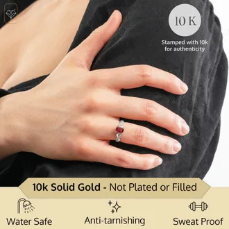 MAX + STONE Solid 10k Yellow or White Gold Emerald Cut Birthstone Rings with Twisted Band