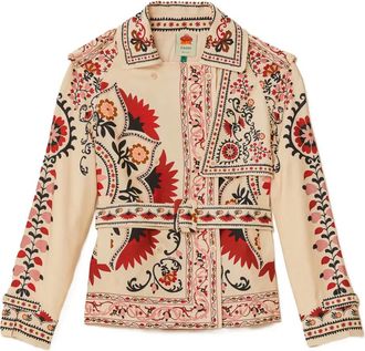 Farm Rio Mandala floral-print belted blazer - Neutrals