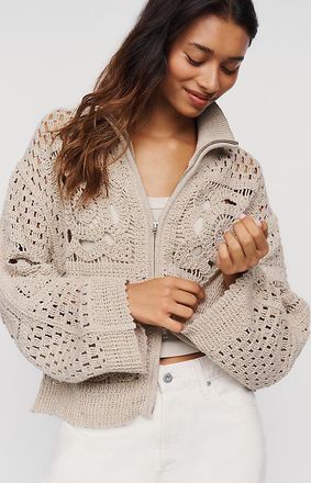 Anthropologie Claret Crosette Cotton Wool Blend Cardigan