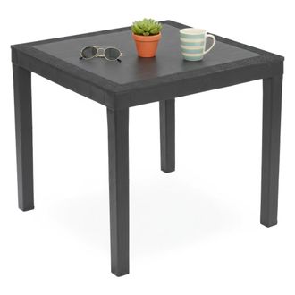 Dmora Mesa De Exterior Frostproof, 4 Plazas, Longitud M&aacute;xima 78 Cm, Hecho En Italia, Acabado Efecto Rat&aacute;n, 78x78x73h Cm Negro Antracita