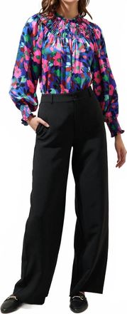 Sugarlips Vivi Bonsoir Smocked Raglan Sleeve Blouse In Berry Floral