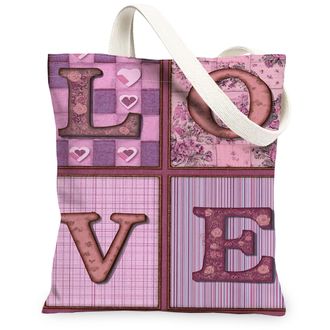 Generic Love Canvas Tote Bags, Floral Pattern Reusable Grocery Bags, Vintage Lightweight Washable Shoulder Strap for Travel Beach P, Peach, 13x15 Inch