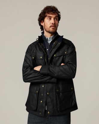 Belstaff Fieldmaster Icon Jacket Mens Waxed Cotton Dark Navy Size UK 34