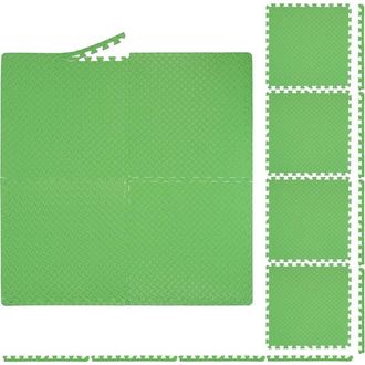 Relaxdays Relaxdays Floor Mat, 8 Protective Mats For Sports & Fitness Equipment, Bordered, EVA, Surface 3 m&sup2;, WxD 60x60 cm, Green