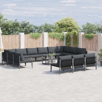 Berkfield Home Garden Sofa Set 14 pcs Anthracite Steel