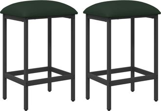 vidaXL Taburete De Bar 2 Uds. Verde Oscuro 40 X 32 X 64 Cm Vidaxl