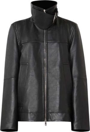 Sportmax Sportmax &Uuml;bergro&szlig;e Lederjacke Schwarz