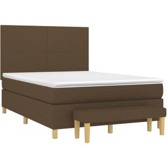 vidaXL Vidaxl - Cama Box Spring Con Colch&oacute;n Tela Marr&oacute;n Oscuro 140x190 Cm