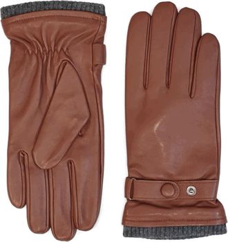 TruClothing Leather Gloves Touchscreen Ribbed Knit Cuffs