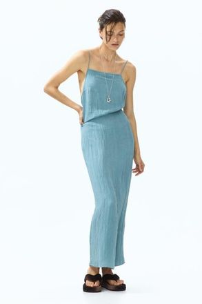 H&M Low-back Cr&ecirc;pe Dress in Turquoise at Nordstrom, Size X-Small