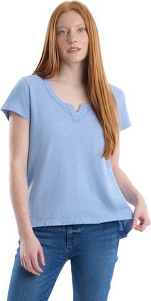 Wilt Short Sleeve Placket Hi-Lo Tee in Placid Blue at Nordstrom, Size X-Large