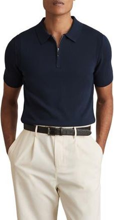 Reiss Berkely Quarter Zip Polo in Navy at Nordstrom Rack, Size Xx-Large