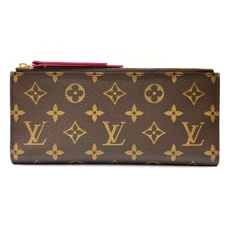 Louis Vuitton Monogram Brown Red Color Monogram Long Wallet (Bi-Fold) (Pre-Owned)
