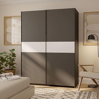 Dmora Armario 2 Puertas Manita, Ropero Dormitorio 2 Estantes, Perchero, 2 Puertas, 150x204h Cm Negro Antracita