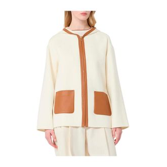 Max Mara Jassen, Dames, Wit, M, Wol, Korte Capuchonjas