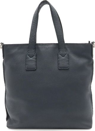 Fendi Selleria Navy Leather Shoulder Bag Tote Bag (Pre-Owned)