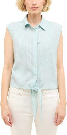 Mustang Kurzarmbluse MUSTANG Damen Style Arvada, Damen, Gr. 38, blau (blau 5069), Cr&ecirc;pe, 100% Baumwolle, unifarben, relaxed fit, Blusen Kurzarmbluse