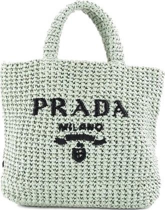 Prada Logo Raffia Small tote bag - Zwart