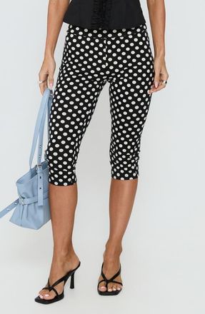 Princess Polly Isadonna Capri Pants in Black Polka Dot at Nordstrom, Size 10